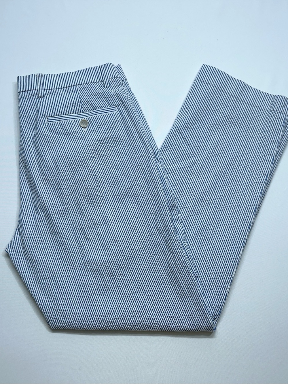 Britches by Samtex Seersucker Pants Mens 32x32 Blue White Striped Golf Preppy